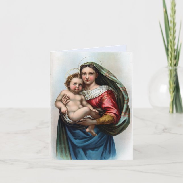 Carte de Noël Madonna de Raphael (Devant)