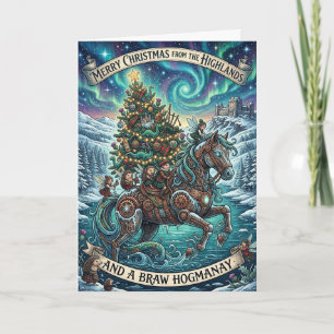 Carte de Noël Magique de l'Arbre Écossais