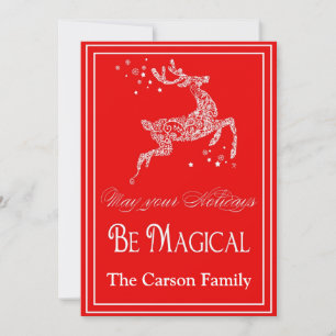 Carte de Noël magique de renne - carte de vacances