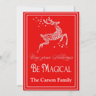 Carte de Noël magique de renne - carte de vacances