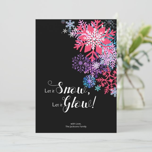 Carte de Noël Magique Flocon de Neige de Minuit Co (Debout devant)