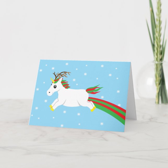 Carte de Noël magique Reindeer Unicorn (Devant)