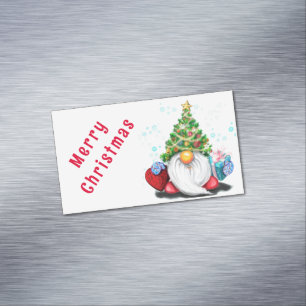 Carte de Noël Magnet Gnome avec cadeaux