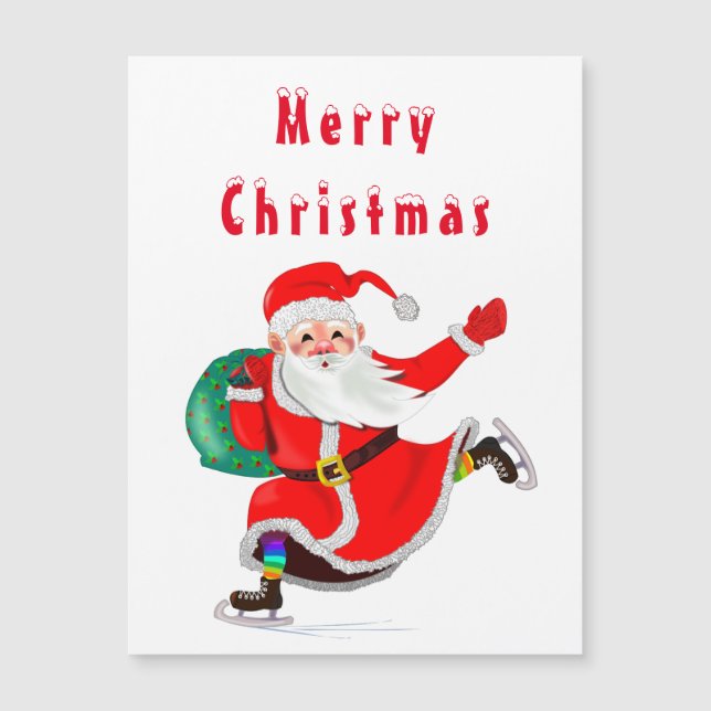 Carte de Noël Magnet Santa Claus avec cadeau (Devant)