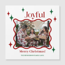Carte de Noël magnétique avec photo de famille joy