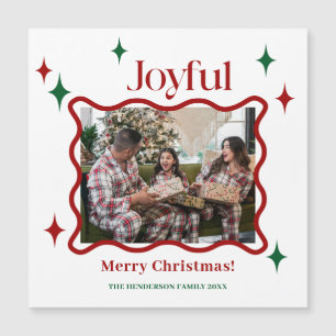 Carte de Noël magnétique avec photo de famille joy