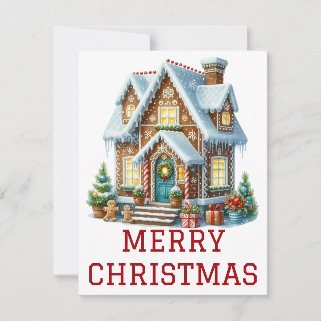 Carte de Noël Maison en Pain d'Épices (Devant)