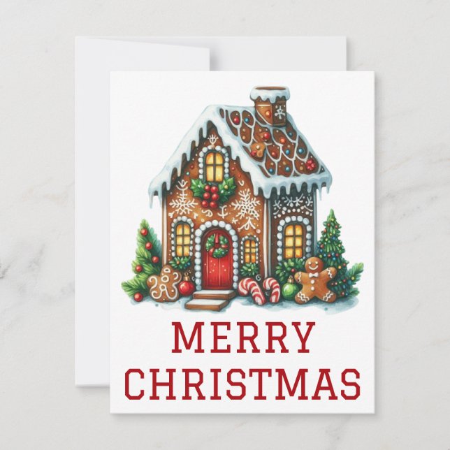 Carte de Noël Maison en Pain d'Épices (Devant)