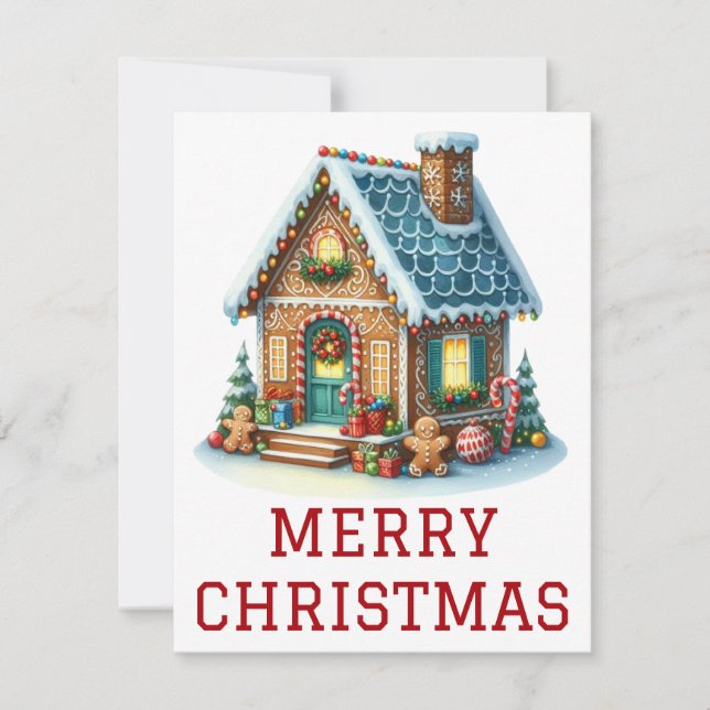 Carte de Noël Maison en Pain d'Épices (Devant)