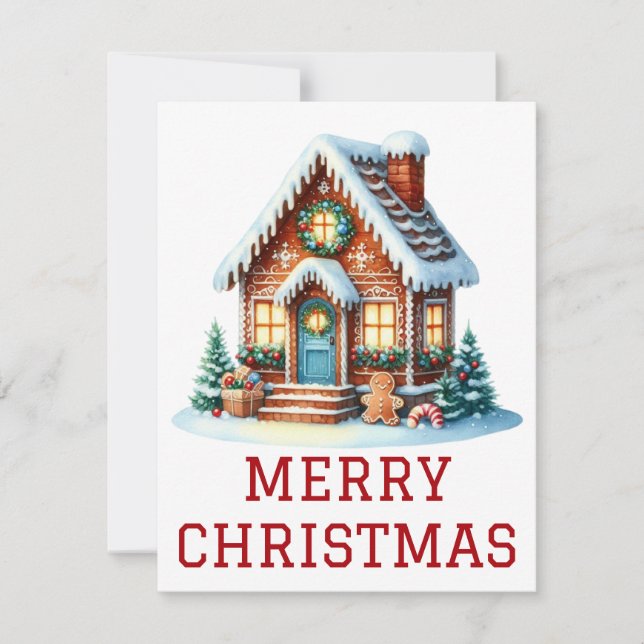 Carte de Noël Maison en Pain d'Épices (Devant)