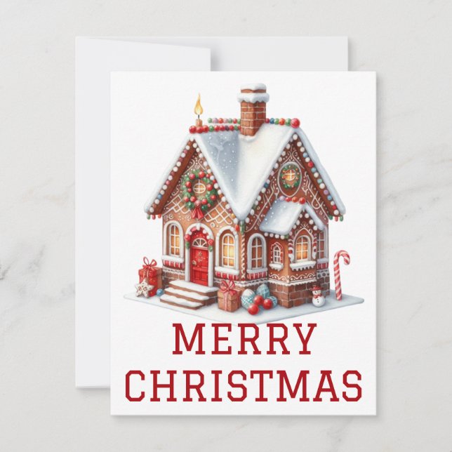 Carte de Noël Maison en Pain d'Épices (Devant)