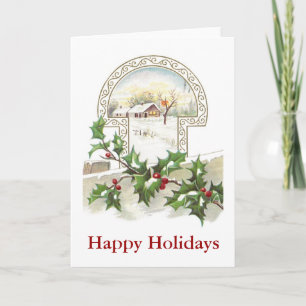 Carte de Noël Maison et Holly