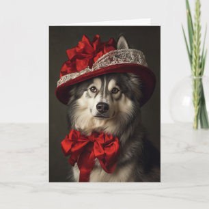 Carte de Noël Malamute Élégant Chien Victorien