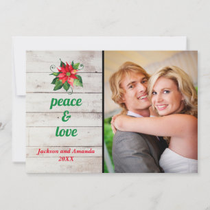 Carte de Noël - Mariage Paix et Amour Poinsettia