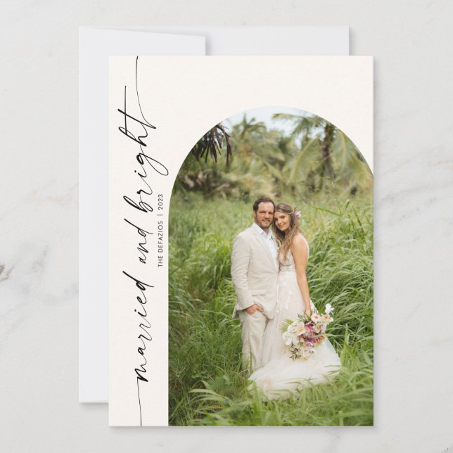 Carte de Noël Mariée et Lumineuse Arche photo (Devant)