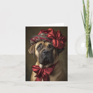 Carte de Noël Mastiff Élégant Chien Victorien