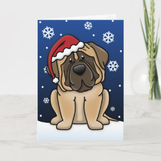 Carte de Noël Mastiff Kawaii