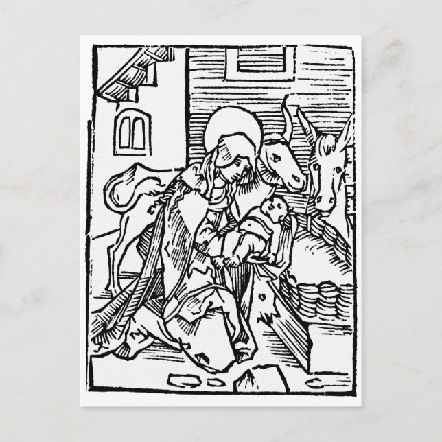 CARTE DE NOËL MÉDIÉVALE DE NATIVITÉ (Devant)