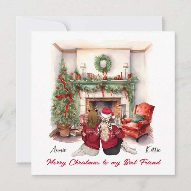 Carte de Noël Meilleure Amie fait main Joyeux Noël (Devant)