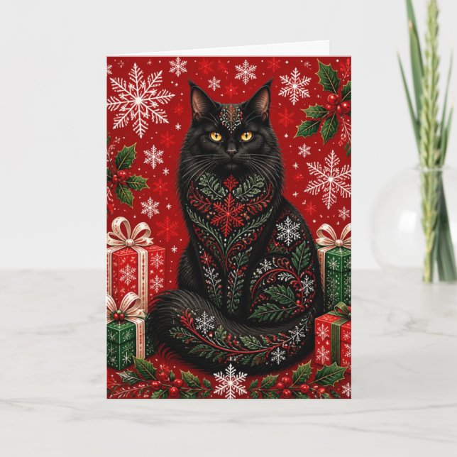 Carte de Noël Meow-ry et Brillante (Devant)
