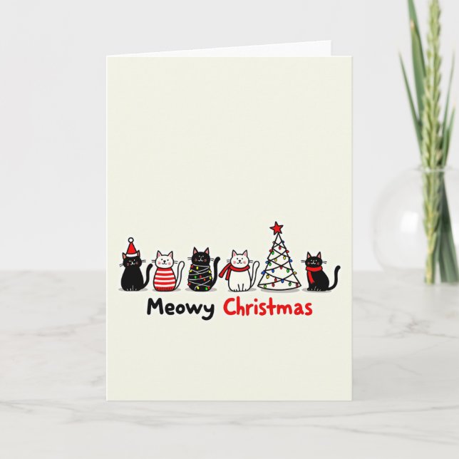 Carte de Noël Meowy aux chats mignons (Devant)