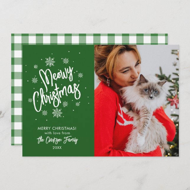 Carte de Noël Meowy Flocon de Neige Adorable pour  (Devant / Derrière)