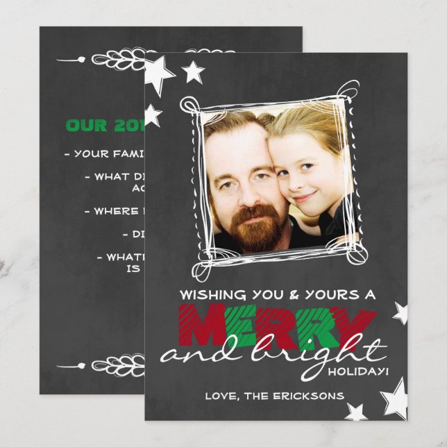 CARTE DE NOËL MERRY & BRILLANT EN CLAVIER (Devant / Derrière)