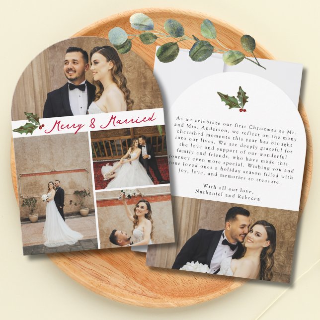 Carte de Noël Merry & Married avec 5 photos manusc (Créateur téléchargé)