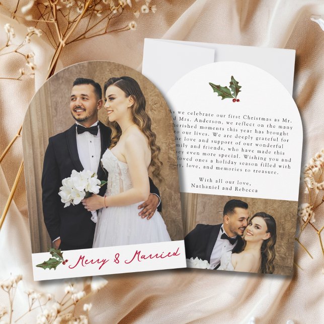 Carte de Noël Merry & Married Handwritten 2 Photos (Créateur téléchargé)