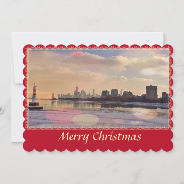 Carte de Noël Merry Skyline de Chicago (Devant)