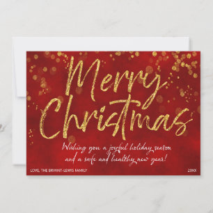 CARTE DE NOËL Message Faux Foil Rouge