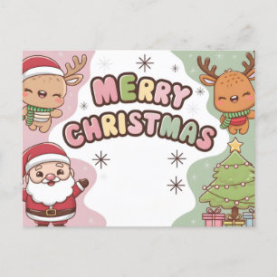 Carte de Noël mignonne avec Père Noël et Reindeer