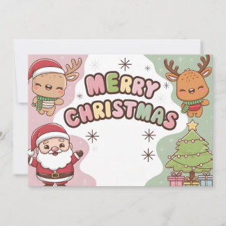 Carte de Noël mignonne avec Père Noël et Reindeer