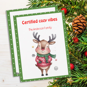 Carte de Noël mignonne avec renne drôle rétro