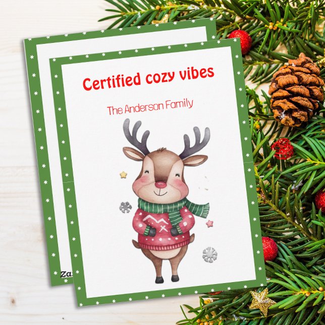Carte de Noël mignonne avec renne drôle rétro (Créateur téléchargé)