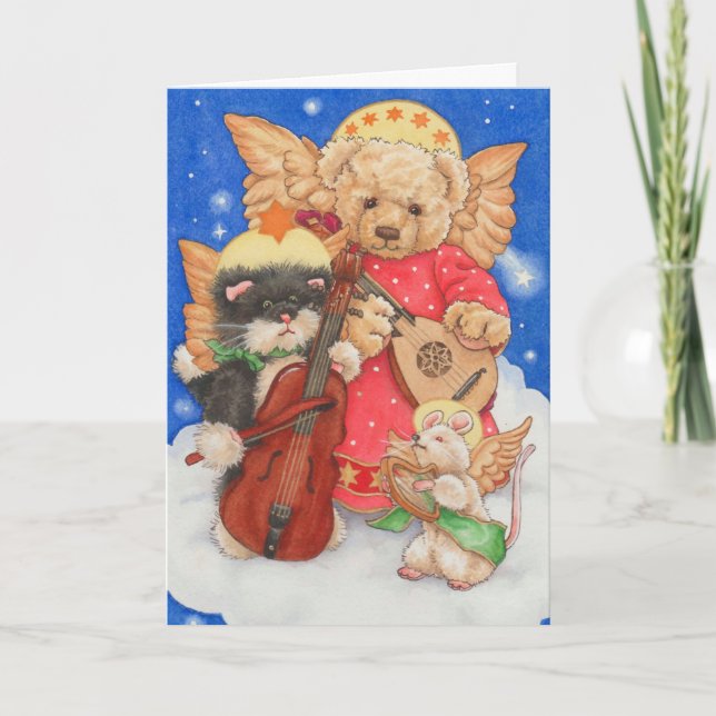 Carte de Noël mignonne avec un choeur d'anges en p (Devant)