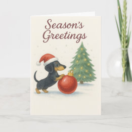 Carte de Noël mignonne Dachshund - Chien de saucis