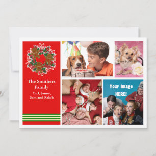 Carte de Noël mignonne de famille de 4 photos