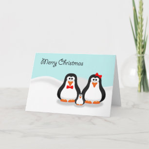 Carte de Noël mignonne de famille de pingouin