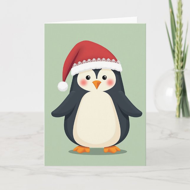 Carte de Noël mignonne de pingouin (Devant)