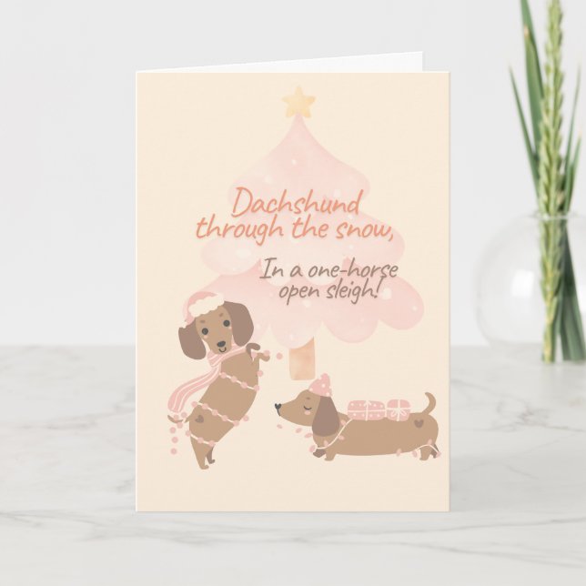 Carte de Noël mignonne de teckel | Vacances de chi (Devant)