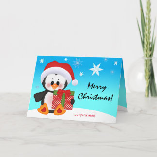 Carte de Noël mignonne Drôle Penguin Cadeau