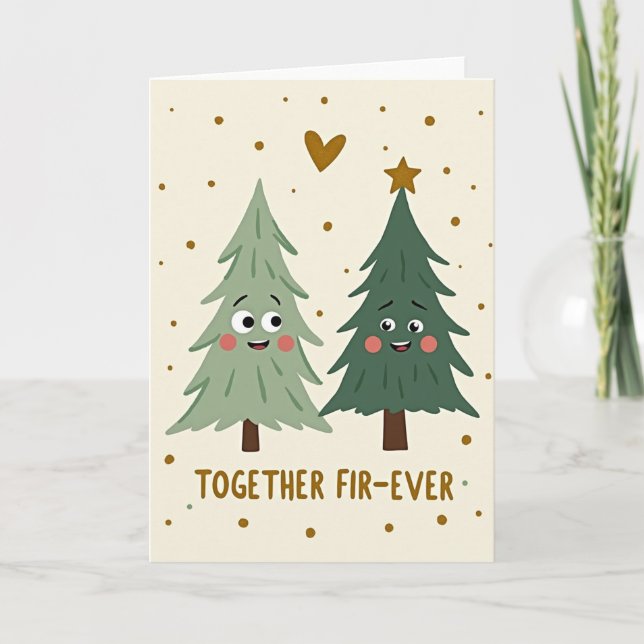 Carte de Noël Mignonne Ensemble Pour Toujours (Devant)
