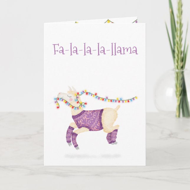 Carte de Noël mignonne Fa-la-la-la-lama (Devant)