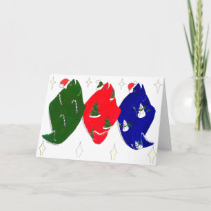 Carte de Noël mignonne lunatique de poissons de