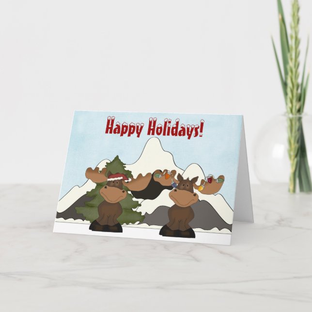 Carte de Noël mignonne Moose Mountain (Devant)
