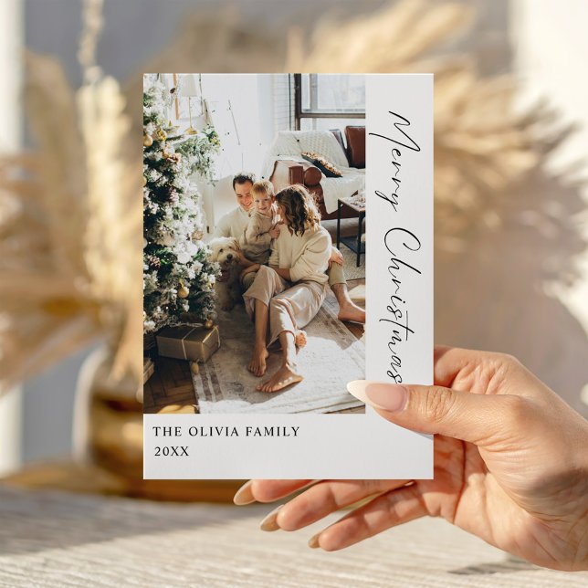 Carte de Noël minimale Boho avec photo (Minimalist Boho Photo Christmas Holiday Card)