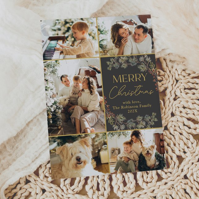 Carte de Noël minimale en noir blanc photo Joyeux  (Créateur téléchargé)