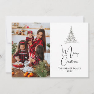 Carte de Noël minimaliste arbre famille