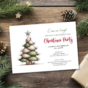 Carte de Noël minimaliste arbre vert rouge fantais